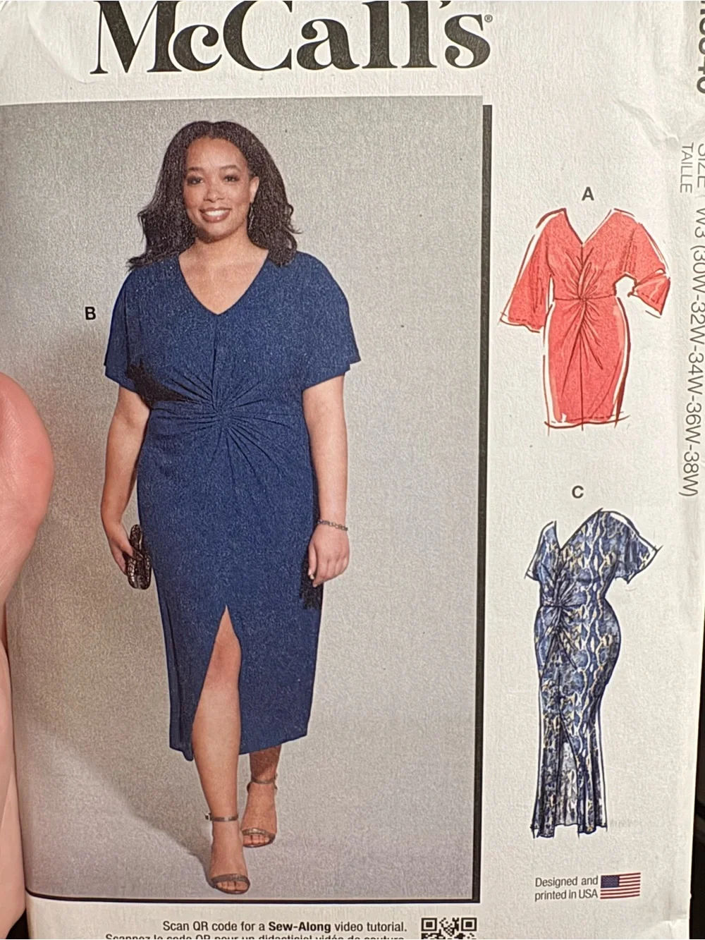 BN UNCUT McCall's 8340 W3 PLUS SIZE SEWING PATTERNS DRESS